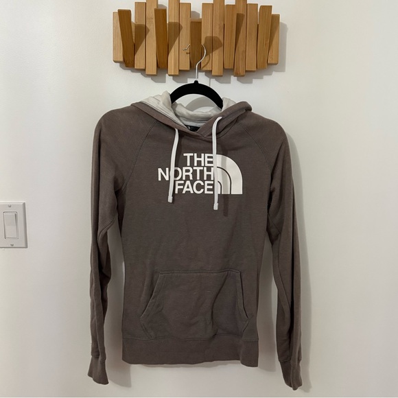 The North Face Tops - The North Face Taupe Hoodie with White Logo